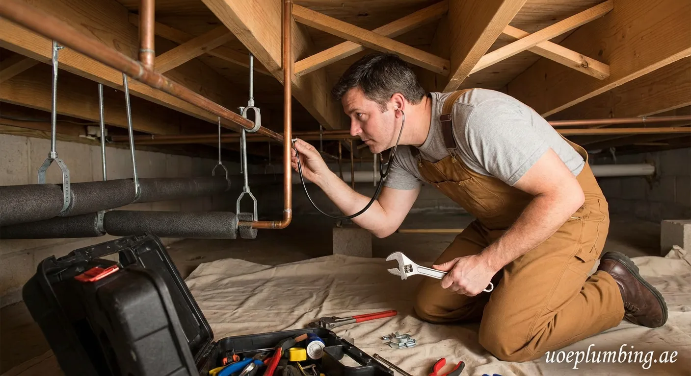 Copper water pipes running through wooden floor joists causing creaking sounds